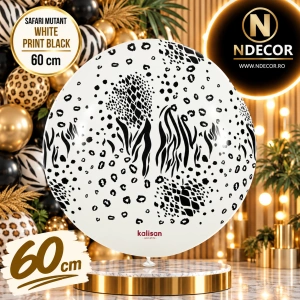 Balon latex jumbo 60cm Safari Mutant - White Print - Black