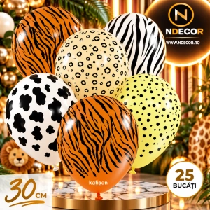 SET 25 Baloane latex 30cm Print Safari Mix 5 Modele