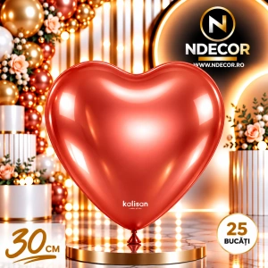 SET 25 Baloane Latex Inima 30cm Mirror Red 5010