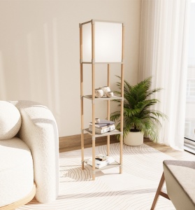 Lampa cu Raft MODERN FWD.2020-1, Etajera din Lemn cu 3 Rafturi, 29x25x133cm - Img 2