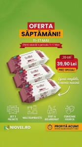 PACHET 3 X Servetele Umede Helin FLORAL Multisuprafete cu Otet si bicarbonat, 100 Buc, igienice, fara clor