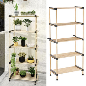 Raft modular RF.5605, etajera 5 polite, lemn, 56x28x120 cm, natural - Img 3