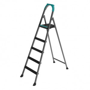 Scara Pliabila Metal Perilla 5 Trepte RİSER, 4 trepte si 1 platforma, cu maner de inchidere si cutie, Negru