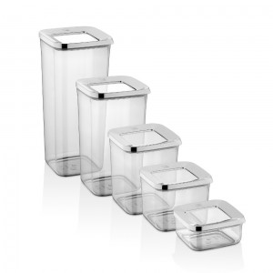 Set 5 Cutii pentru alimente VA™ VP.113, 250 ml, 700 ml, 900 ml, 1200 ml, 1700 ml, Transparent si Anthracit