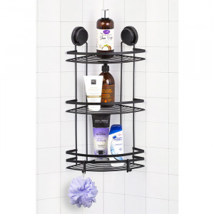 Coltar pentru baie Niovel® Magic Fix, 3 nivele, 61 X 41 X 52 cm, Negru Mat - Img 2