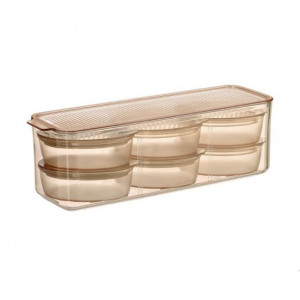 Organizator Frigider mic dejun cu capac VA™ VP.258, 7 piese, Transparent Maro