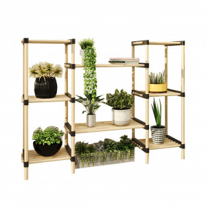 Raft modular RF.1168, din lemn cu 8 etajere suport, 116 x 92 X 28cm