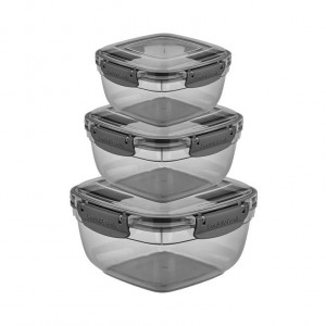 Set 3 caserole cu capac VA™ VP.022, 500 ml, 900 ml, 1500 ml, Transparent Anthracit