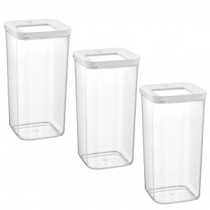 Set 3 Cutii pentru alimente VA™ VP.184, 3x1200 ml, Transparent si Alb