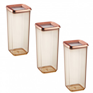 Set 3 Cutii pentru alimente VA™ VP.375, 3x1700 ml, Transparent si Cupru