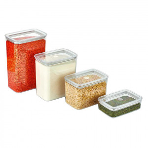 Set 4 Cutii pentru alimente VA™ VP.274 SUDE, 600,1400, 2200, 2900 ml, Transparent