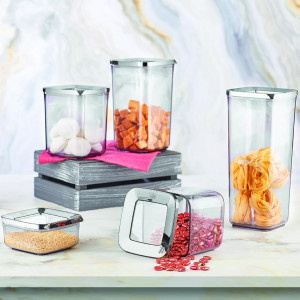 Set 5 Cutii pentru alimente VA™ VP.113, 250 ml, 700 ml, 900 ml, 1200 ml, 1700 ml, Transparent si Anthracit - Img 2