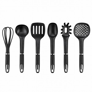 Set 6 ustensile bucatarie VA™ VP.308 , Plastic, Matt Negru, Chrome