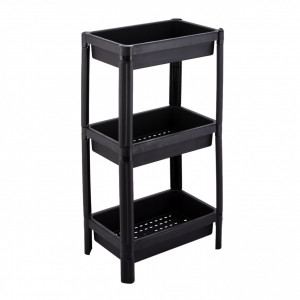 Organizator Universal cu 3 rafturi, pentru bucatarie sau baie, Negru, 23x36x75 cm