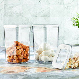 Set 3 Cutii pentru alimente VA™ VP.184, 3x1200 ml, Transparent si Alb - Img 2