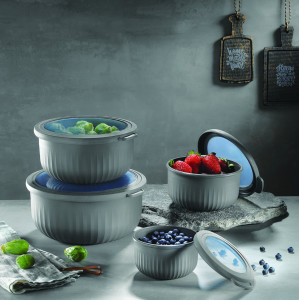 Set 4 caserole rotunde VA™ VP.047 LUX, 0.5, 1, 2, 3 lt, capac de vidat, Anthracit - Img 2