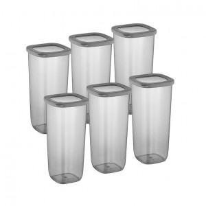 Set 6 Cutii pentru alimente VA™ VP.053, 6x1750 ml, Transparent si Anthracit