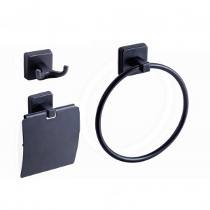Set accesorii baie, cu trei piese, Karlim Milet Black 3 in 1, MLS.5001
