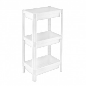 Organizator Universal cu 3 rafturi, pentru bucatarie sau baie, Alb, 23x36x75 cm
