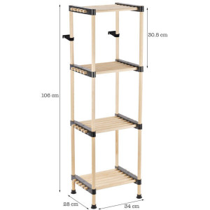 Raft modular RF.3404, etajera 4 polite, lemn, 34x28x106 cm, natural - Img 2
