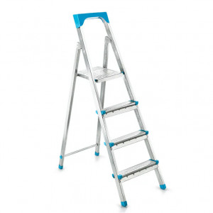 Scara Pliabila Metal Perilla 4 Trepte, 3 trepte si 1 platforma, Gri