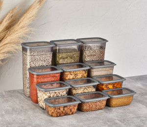 Set 12 Cutii pentru alimente VA™ VP.294 KUMSAL, 3x250 ml, 3X750 ml, 3X1300 ml, 3X2000 ml, Transparent Anthracit - Img 2