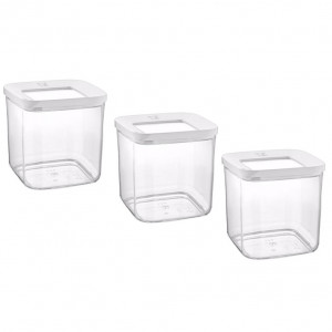 Set 3 Cutii pentru alimente VA™ VP.186, 3x700 ml, Transparent si Alb
