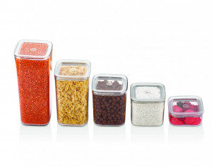 Set 5 Cutii pentru alimente VA™ VP.260 SUDE, 250 ,700, 900, 1200, 1700 ml, Transparent