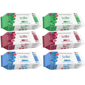 SET 6 X Servetele Umede Helin MIX Multisuprafete cu Otet si bicarbonat, 6X100 Buc, igienice, fara clor