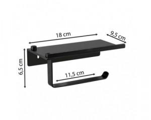 Suport hartie igienica dublu cu raft depozitare telefon sau alte accesorii Karlim, Inox, Negru Mat - Img 3