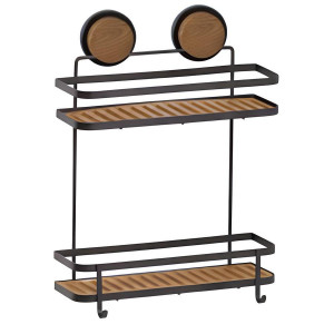 Etajera pentru baie Niovel® Elegance, 2 nivele, 23x23x14 cm, Negru Mat