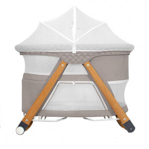 Patut Pliabil 3 in 1 pentru Bebelusi QUERO Ligna, Vizon, Lemn, 110X73X79 cm