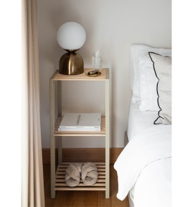 Raft universal Niovel® Modern PL, etajera 3 polite, Lemn Natural si Plastic, 78x35x29 cm crem - Img 2