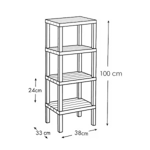 Raft universal, Niovel® RFT etajera cu 4 polite din plastic, 100x38x33 cm, Alb - Img 4