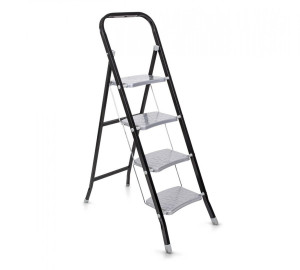 Scara Pliabila Metal Perilla 4 Trepte Late , Negru-Gri