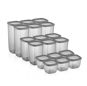 Set 18 Cutii pentru alimente VA™ VP.054, 6X550 ml, 6X1200 ml, 6X1750 ml, Transparent si Anthracit