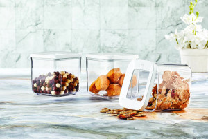 Set 3 Cutii pentru alimente VA™ VP.186, 3x700 ml, Transparent si Alb - Img 2
