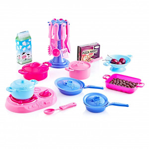 Set de jucarii de bucatarie pentru copii Selena's Kitchen Set, 25 piese, joc de rol