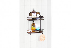 Etajera pentru baie Niovel® Elegance, 2 nivele, 23x23x14 cm, Negru Mat - Img 2