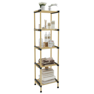 Raft modular RF.8169, etajera 5 polite, lemn, 38x28x140 cm, natural