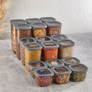 Set 18 Cutii pentru alimente VA™ VP.054, 6X550 ml, 6X1200 ml, 6X1750 ml, Transparent si Anthracit - Img 2