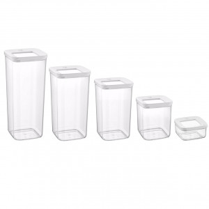 Set 5 Cutii pentru alimente VA™ VP.188, 250, 700, 1000, 1200, 1700 ml, Transparent si Alb