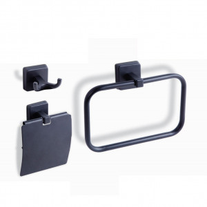 Set accesorii baie, cu trei piese, Karlim Milet Black 3 in 1, MLS.5002