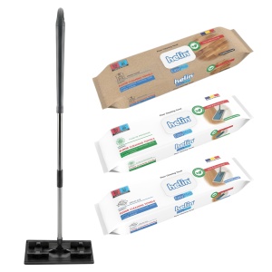 Set Mop Plat cu 108 si 3 Pachet Servetele Umede Helin, Bicarbonat si Otet Alb, Fara Clor, Multicol