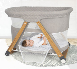 Patut Pliabil 3 in 1 pentru Bebelusi QUERO Ligna, Vizon, Lemn, 110X73X79 cm - Img 3