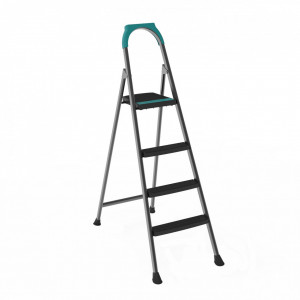 Scara Pliabila Metal Perilla 4 Trepte RISER, 3 trepte si 1 platforma, cu maner de inchidere si cutie, Negru