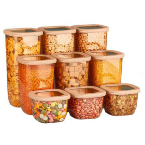 Set 9 Cutii pentru alimente VA™ VP.061 KUMSAL, 3x550 ml, 3x1200 ml, 3x1750 ml, Cupru