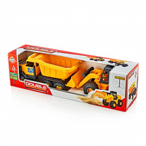 Set utilaje de constructii DOUBLE, Bulldozer si Camion basculanta - Img 2