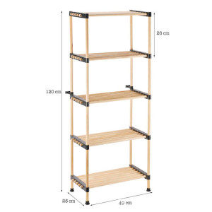 Raft modular RF.4905, etajera 5 polite, lemn, 49x28x120 cm, natural - Img 2