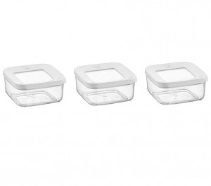 Set 3 Cutii pentru alimente VA™ VP.329, 3x350 ml, Transparent si Alb